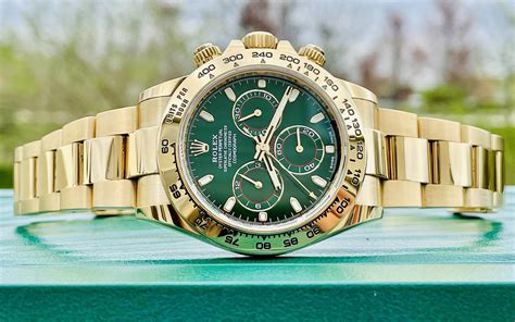 gold rolex watch green face|rolex green dial watch price.